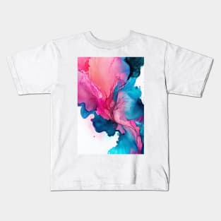 Pink and Blue Symphony - Abstract Alcohol Ink Art Kids T-Shirt